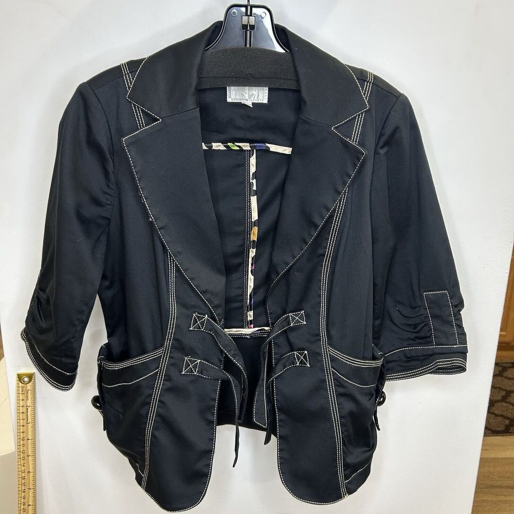 ALBERTO MAKALI Black Jacket with White Contrast Stitching